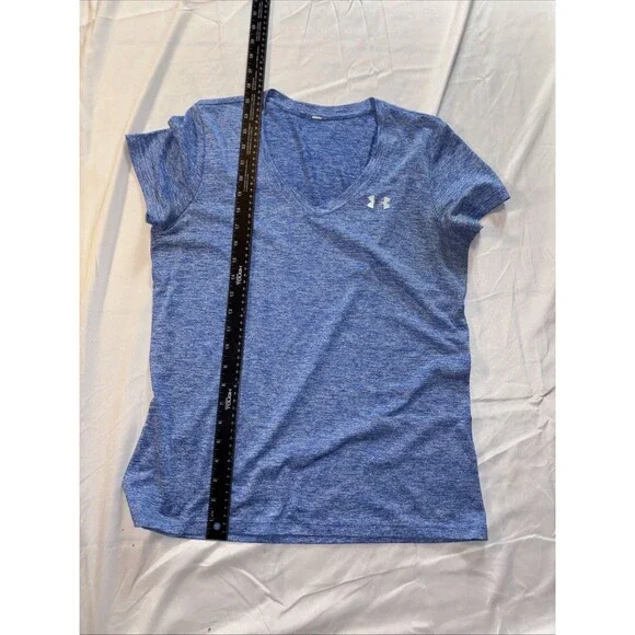 Girls Under Armour V-Neck T-Shirt Blue Marbled Sz L/XL - Picture 7 of 11